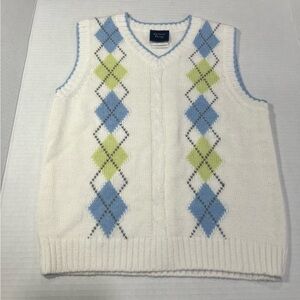 Kids Argyle Sweater Vest - White, Blue, and Green